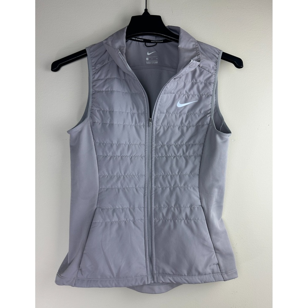 Nike Running Aerolayer Quilted Puffer Vest Grey Lavender Zip Up 856222-059 Small - Picture 2 of 14